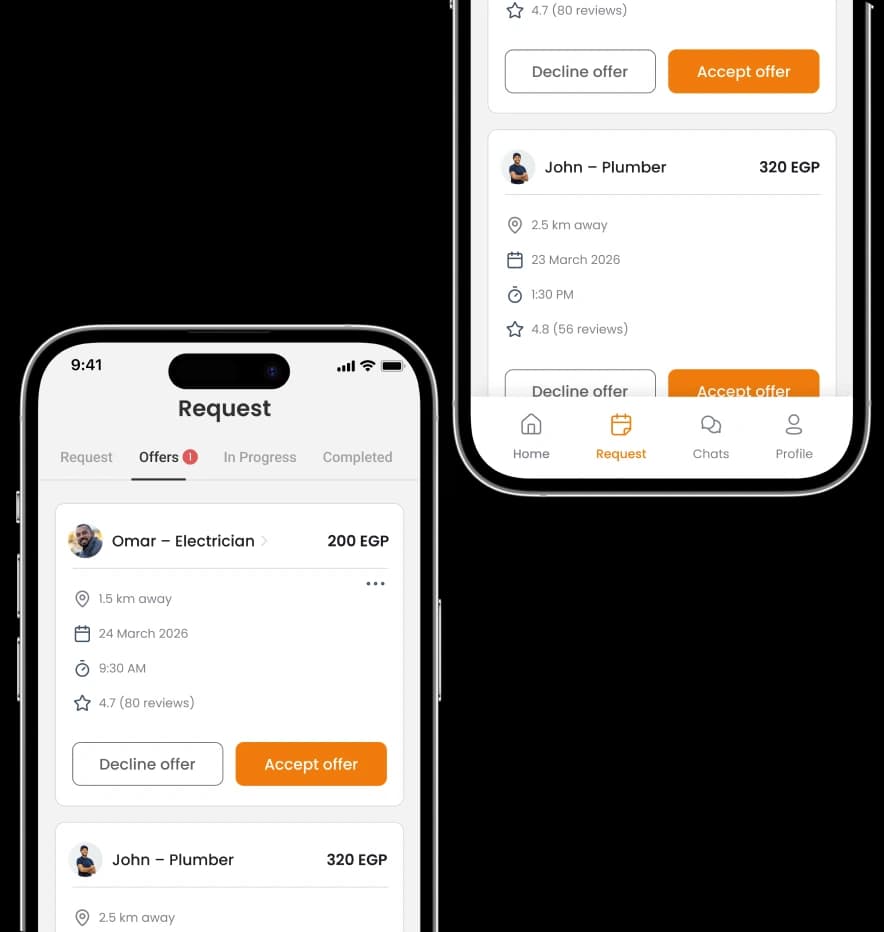 Customer reviewing worker offers in the Shakoshy app